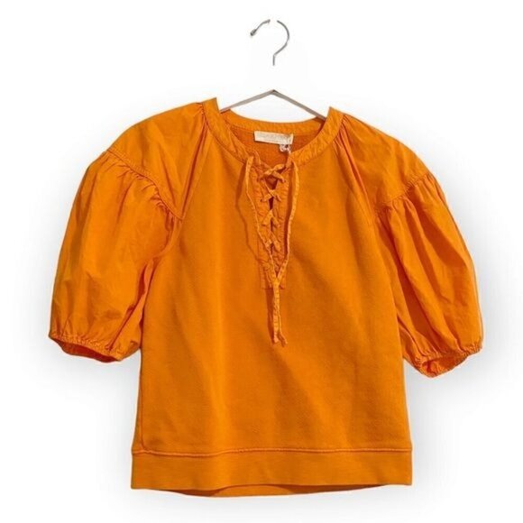 Ulla Johnson James bell-sleeve cotton top in marigold, Size S, New with tag - Picture 3 of 14